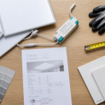 luminaire faux plafond dalles LED et outils