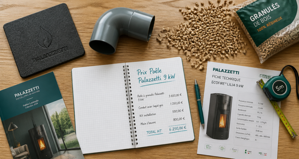 poêle à granulés palazzetti 9kw prix flat-lay