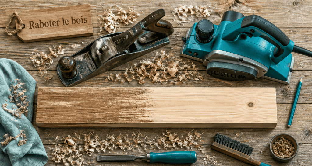 raboter bois outils et copeaux