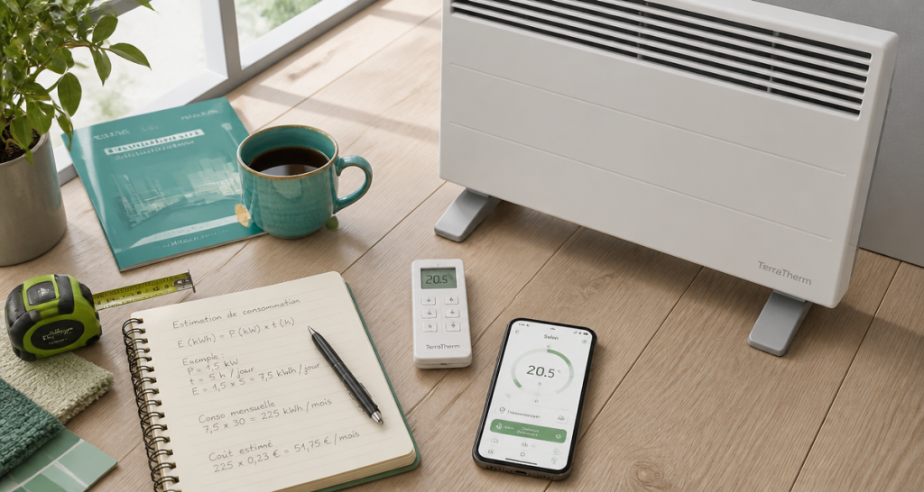 Radiateur à inertie consommation dans un bureau lumineux