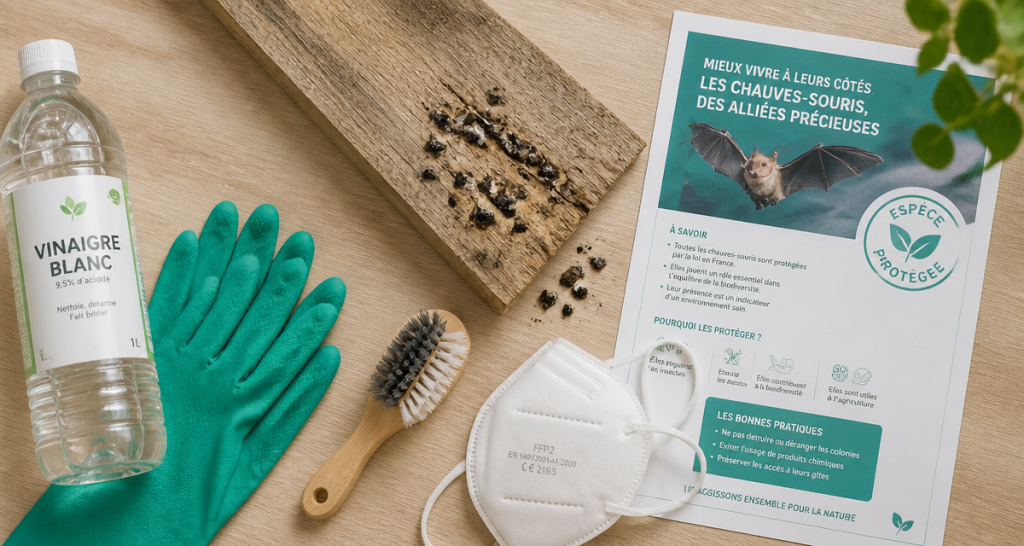 vinaigre blanc chauve souris sur plan de travail