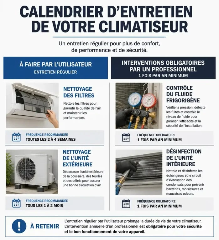 Calendrier d'entretien d'un climatiseur : étapes clés pour l'utilisateur et le professionnel