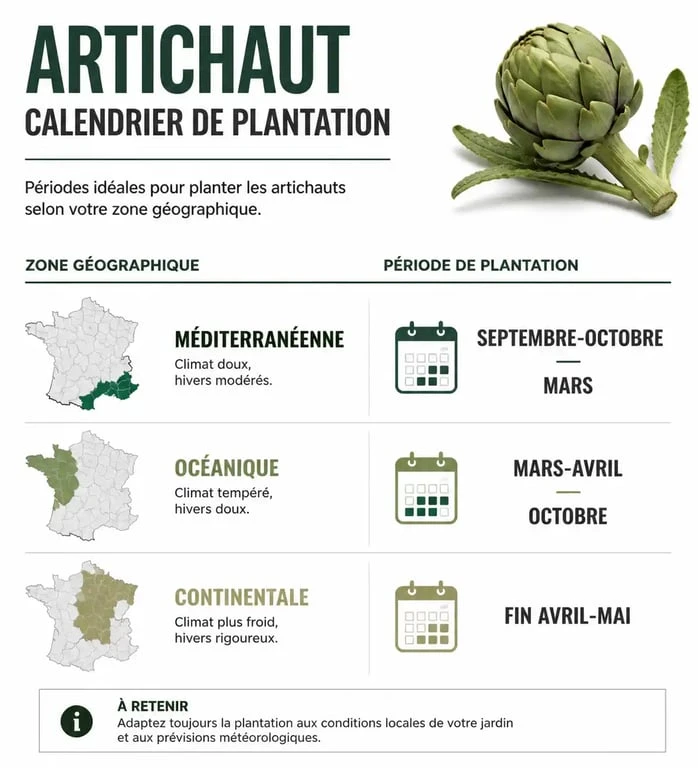 Calendrier de plantation de l'artichaut par zone géographique pour réussir sa culture