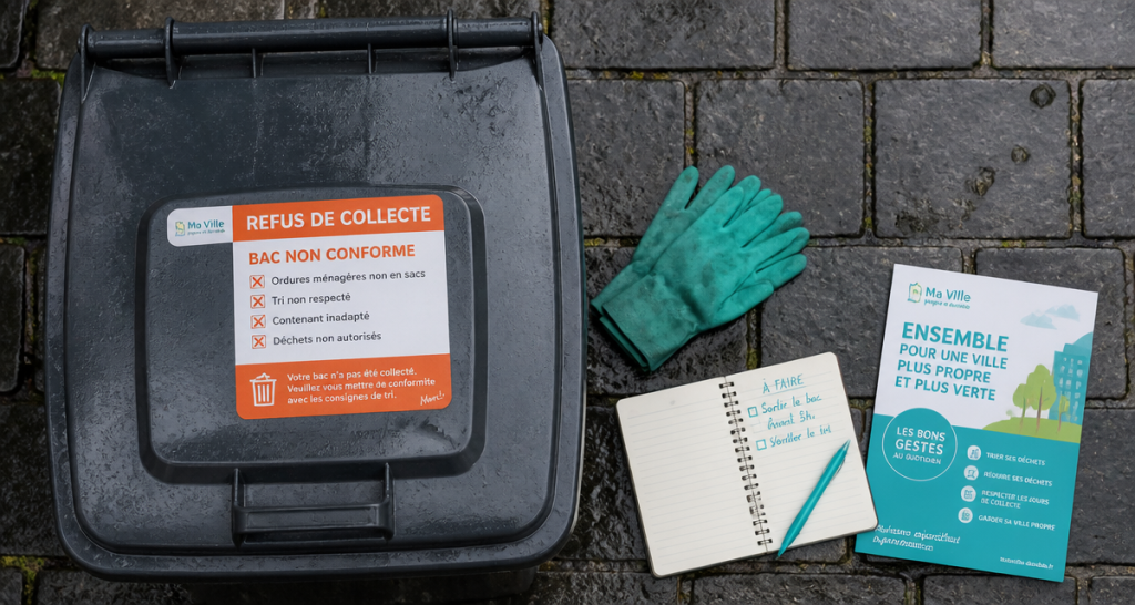 poubelle non ramassée que faire autocollant refus