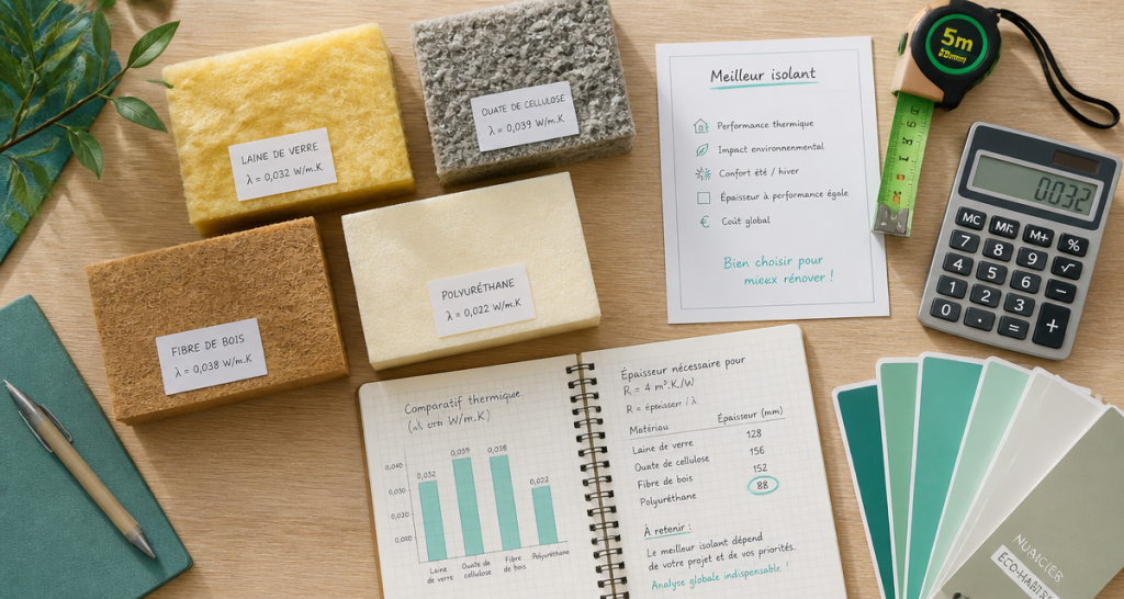 quel est le meilleur isolant thermique échantillons sur bureau artisan