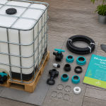 récupérateur d'eau 1000L sur terrasse avec kit