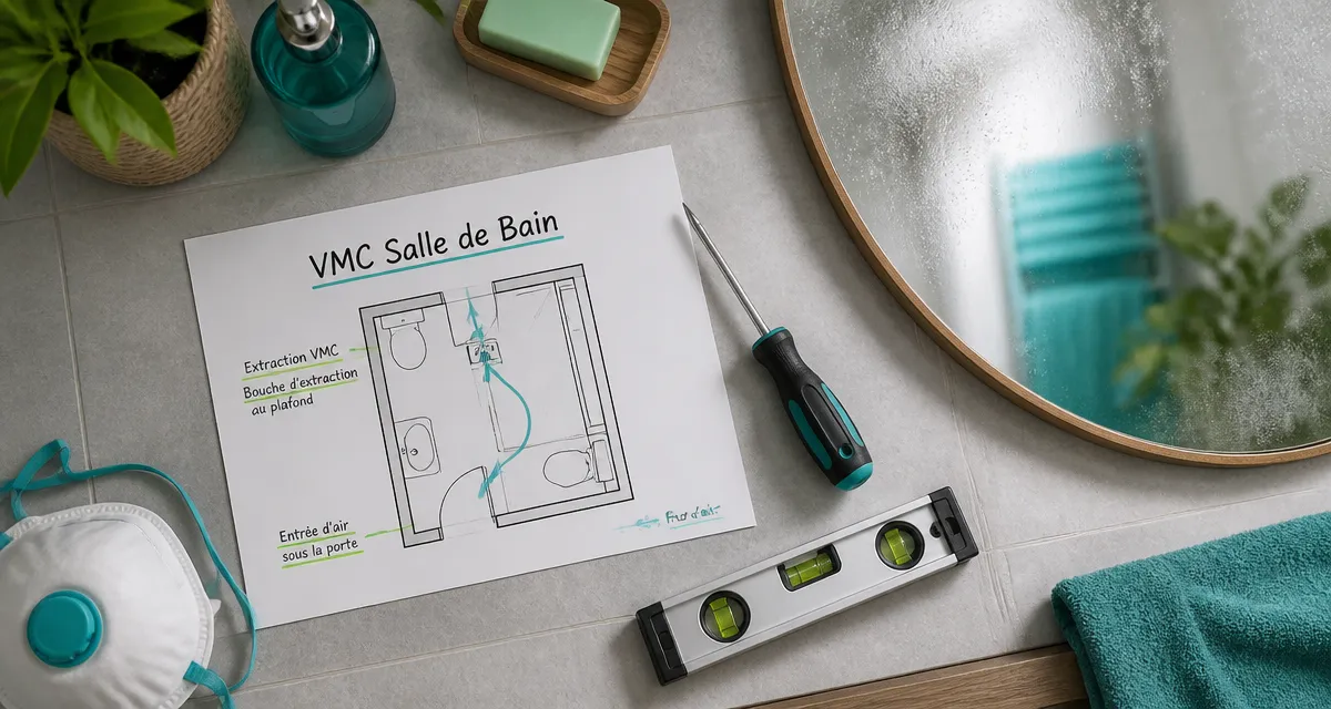 vmc dans salle de bain sur plan de travail moderne