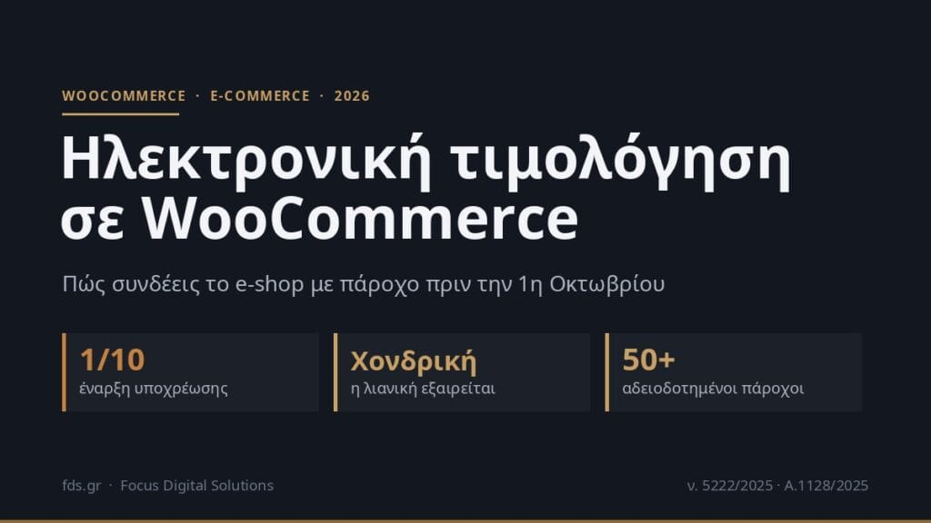 Ηλεκτρονική Τιμολόγηση σε WooCommerce: Πώς Συνδέεις το E-shop Πριν την 1/10/2026
