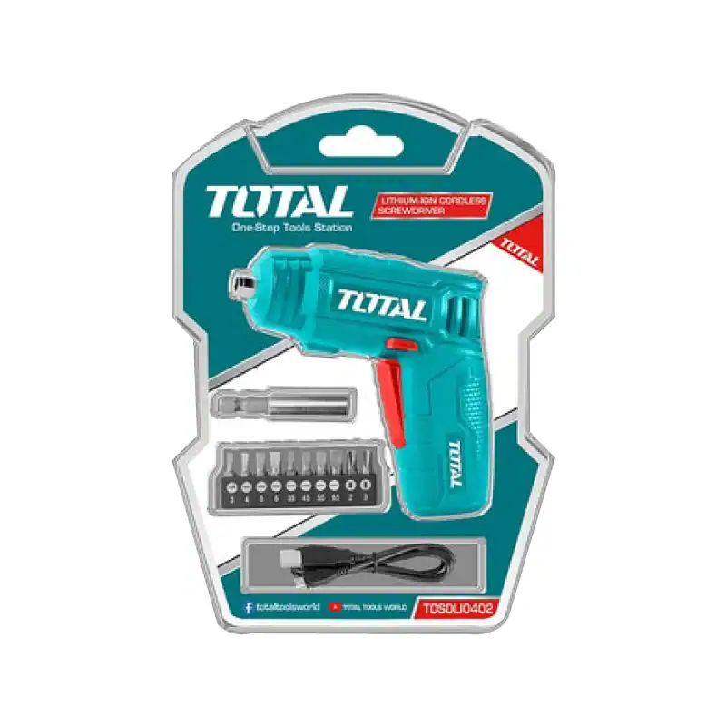 Total Desatornillador Bateria 4v 1/4" 12pcs ( Tsdli0402/0442 )