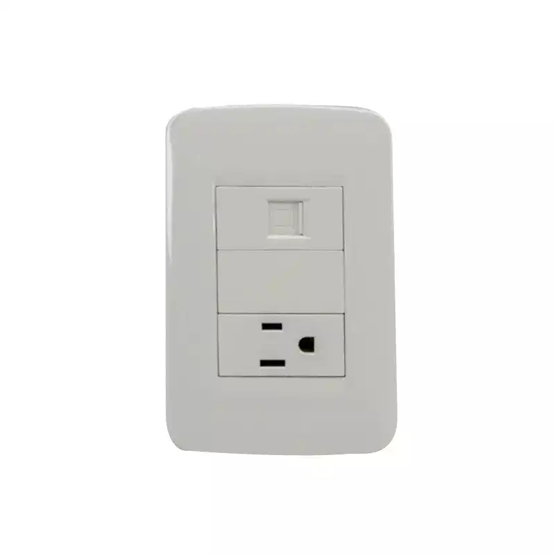 American Toma + Conector Rj45 C/placa Blanca ( Ae016-pb )
