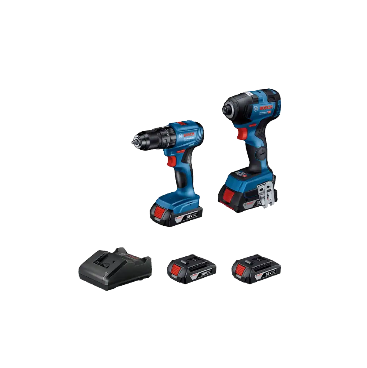 Bosch Taladro Perc. 1/2" 18v + Llave Impacto Carg. 200nm 2 Bat Gsb185