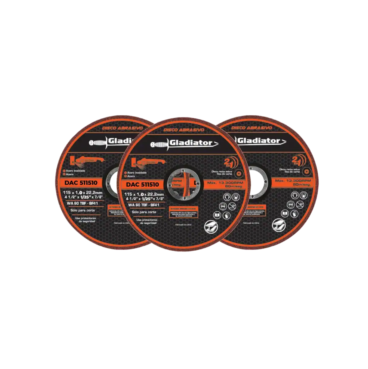 Gladiador Combo Disco Corte Fino 3 Pcs 4-1/2" ( Dac811510 )