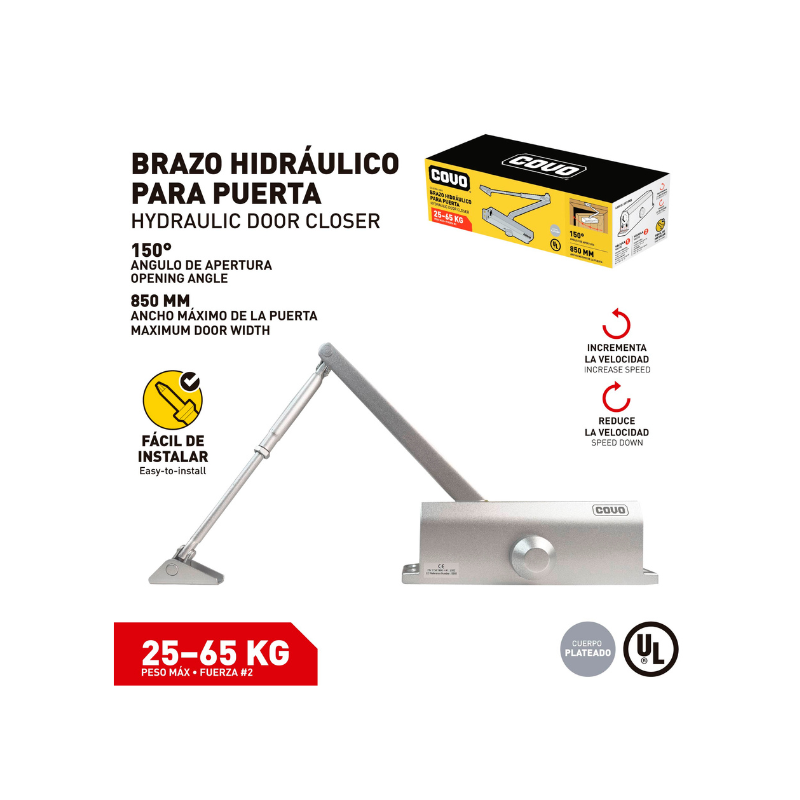 Covo Brazo Hidraulico Cierra Puerta 25-65 KG ( CV-503SR-65KG )