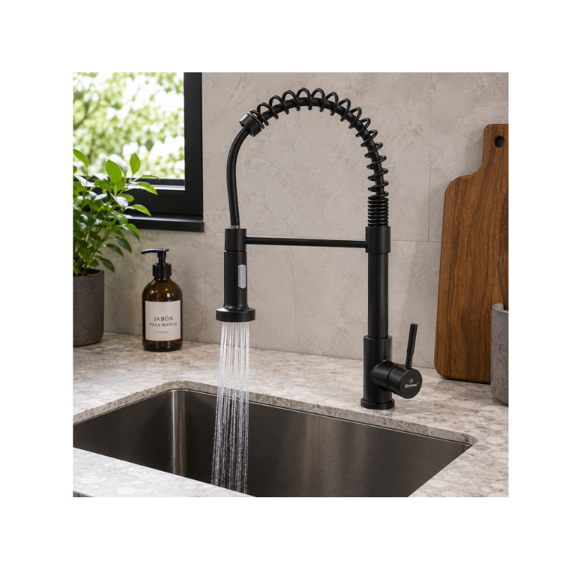 Griven Cachera Fregadero Monocomando Negra Flexible ( A367-BF-8805B )