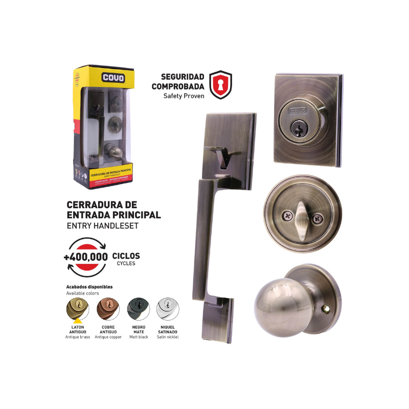 Covo Cerradura Puerta Principal Bronce Antiguo ( CV-7281-AB )