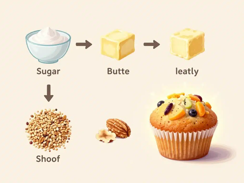 healthy muffin transformation avec schéma ingrédients