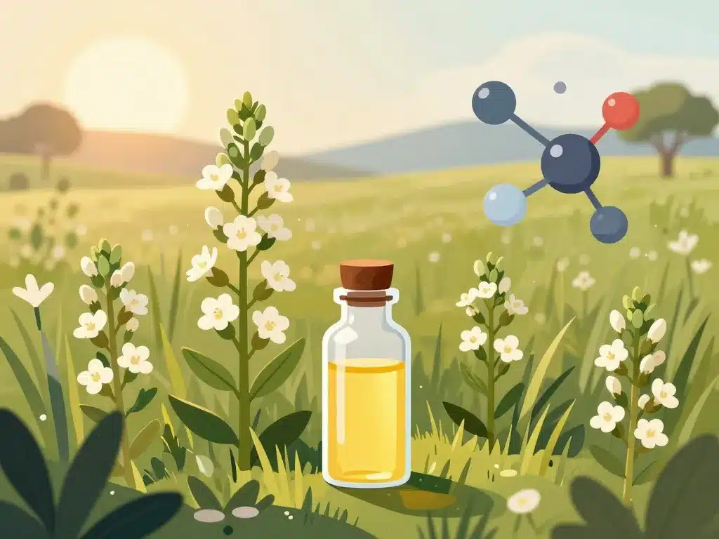 khella huile essentielle champ Ammi visnaga et flacon