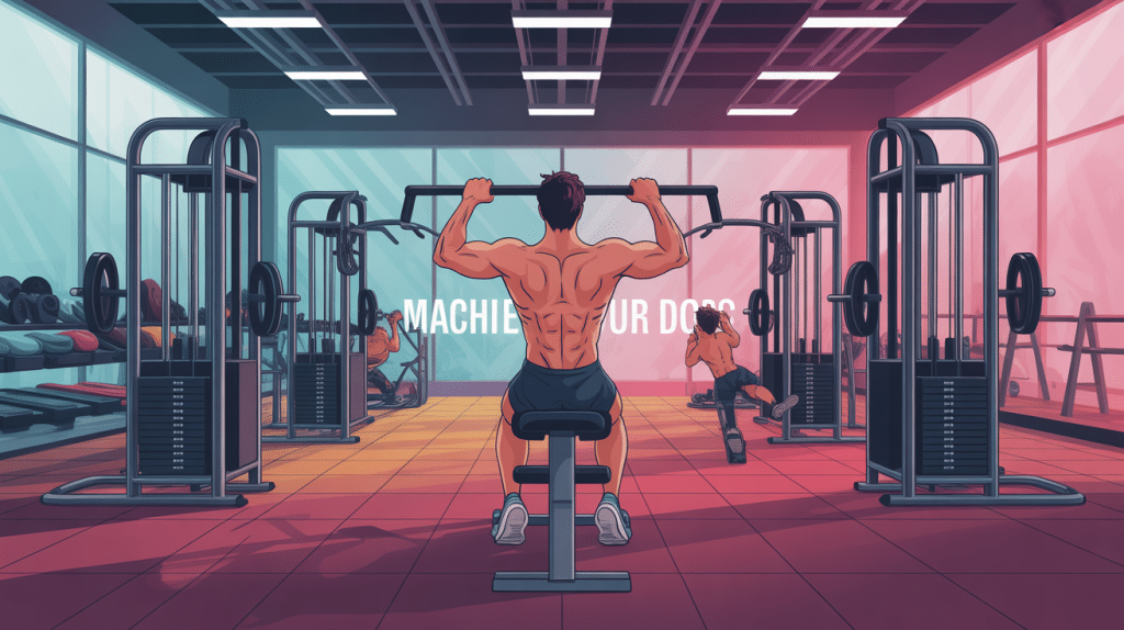 machine pour le dos en salle de sport, machines modernes illustration