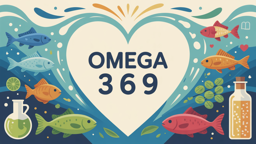 Illustration globale sur omega omega 3 6 9 et bienfaits