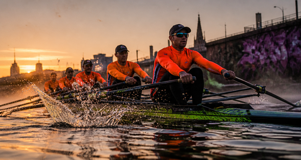 aviron sport équipage matin eau
