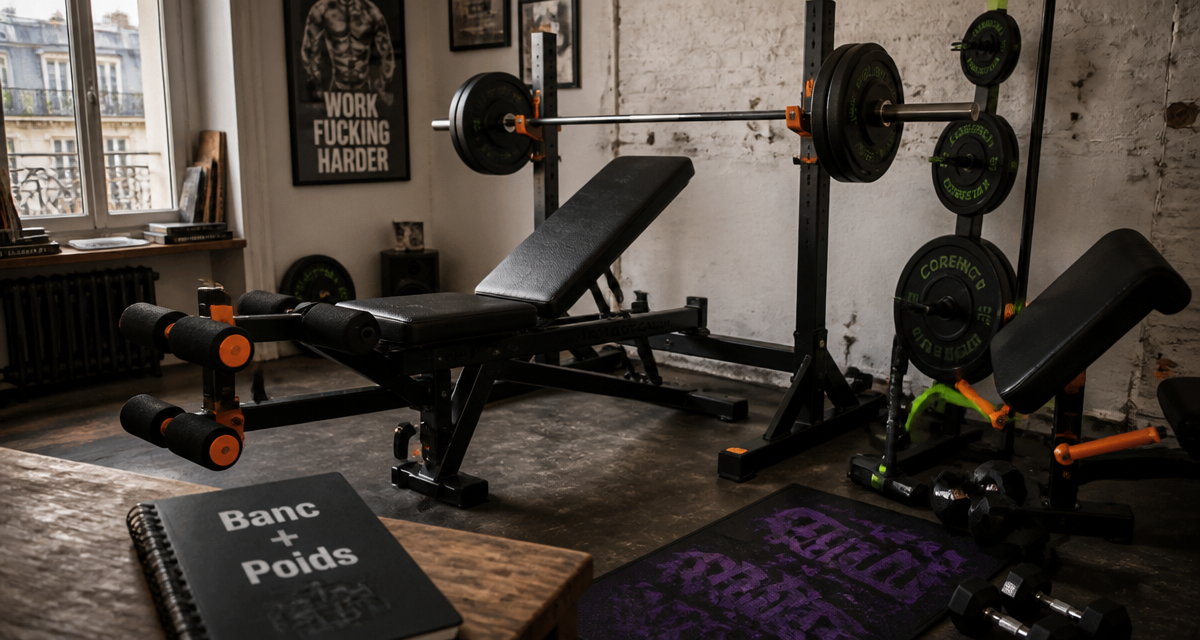 banc de musculation avec poids dans un home-gym
