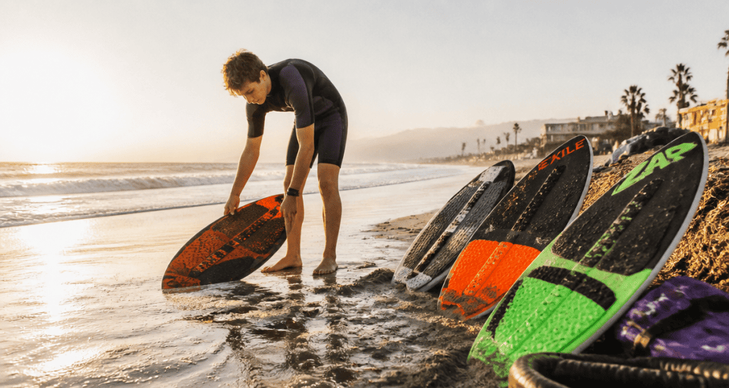 skimboard board jeune skimmeur plage