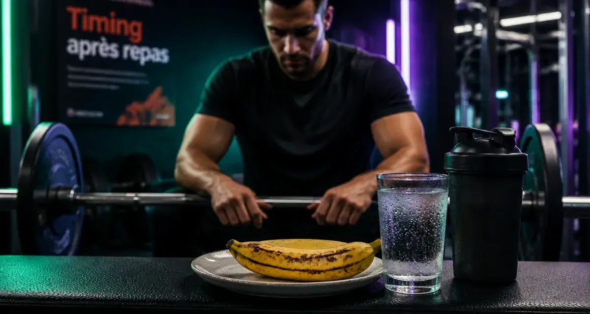 Muscu apres manger : assiette et eau avant séance au gym