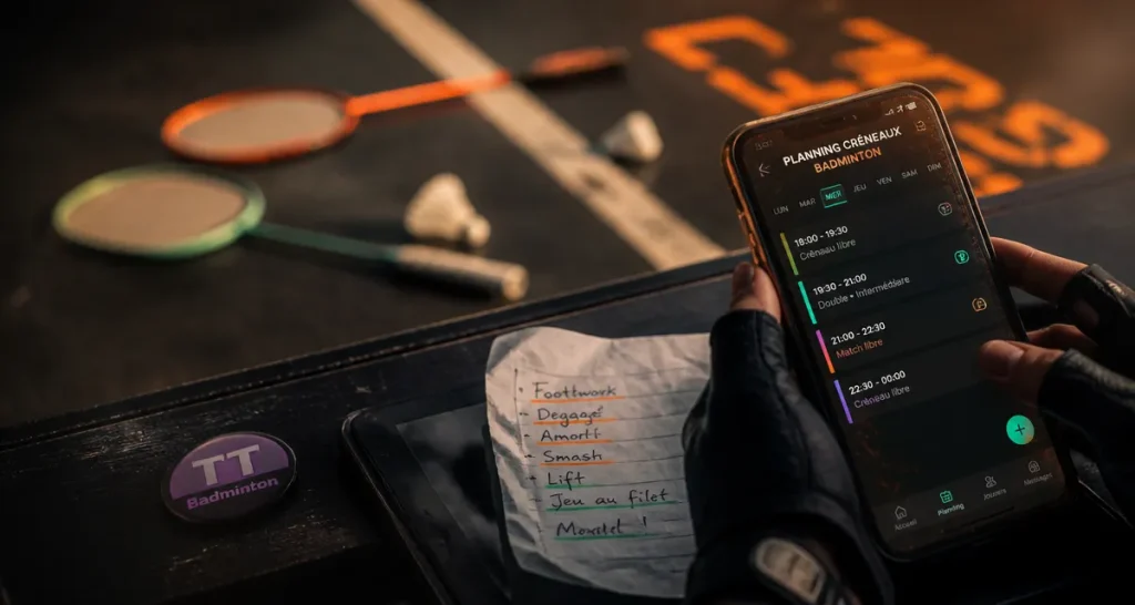 tt badminton : planning cours et rattrapage sur mobile