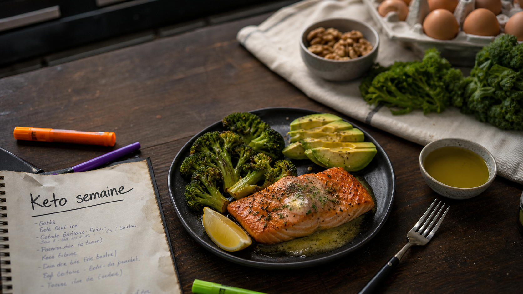 Recette keto : saumon et brocoli, avocat, <50 g glucides