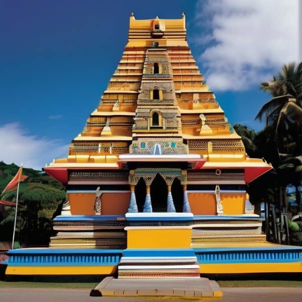 Temple of the Sacred Heart in Fiji, vibrant and colorful architecture.