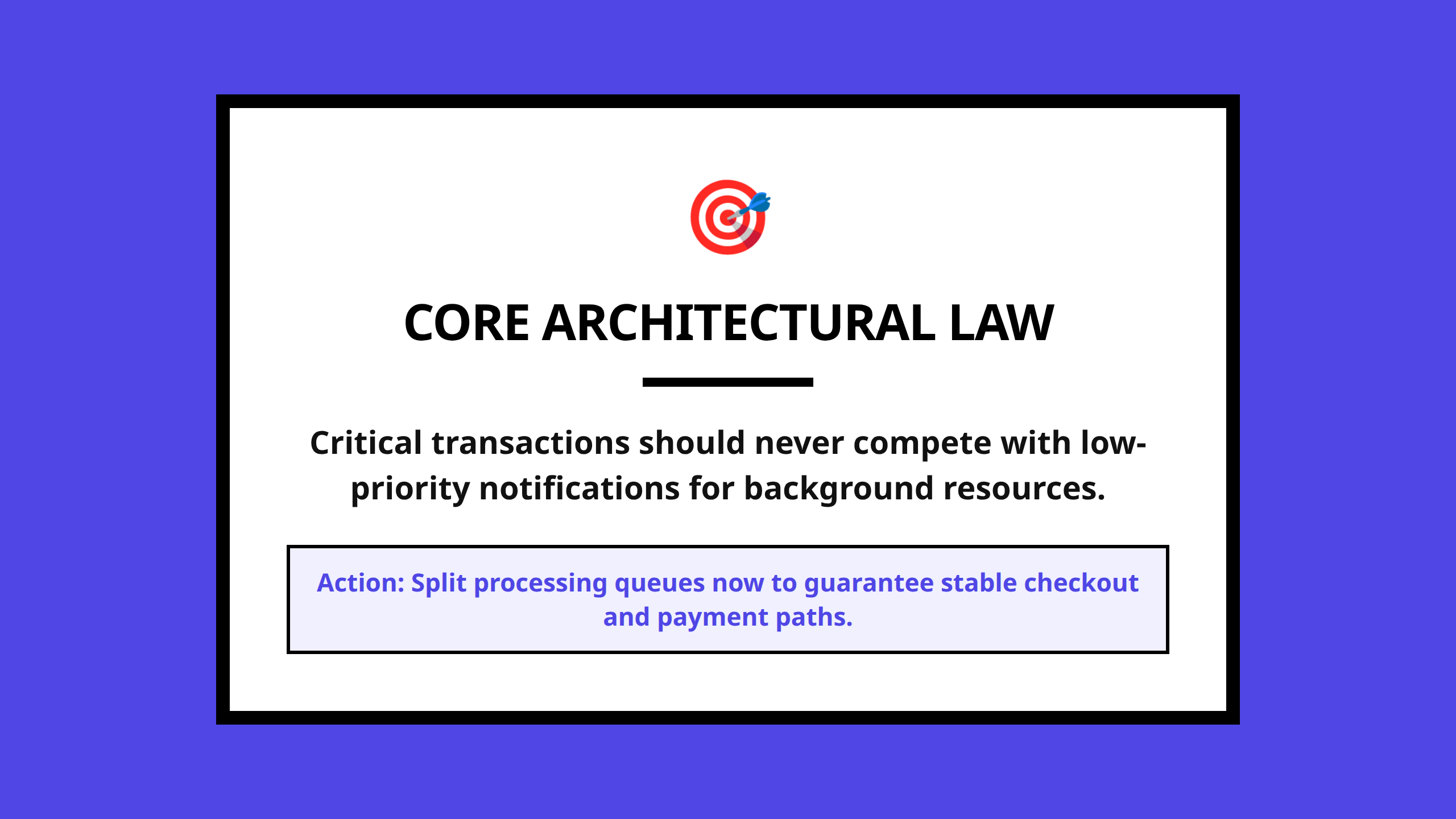Architecture summary mini poster highlighting the core principle of workload isolation