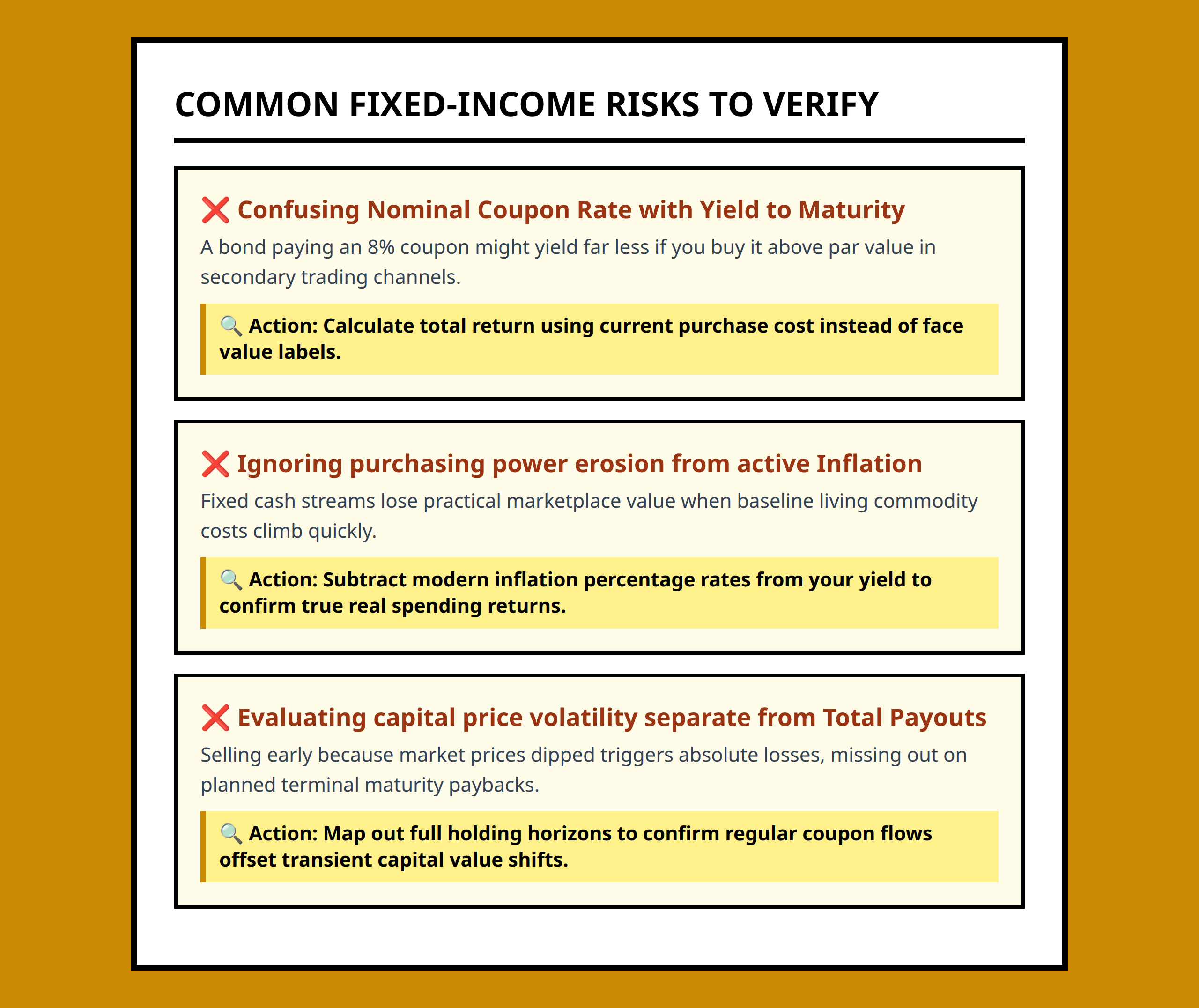 Bond investing risk and mistake review checklist for smart portfolios.
