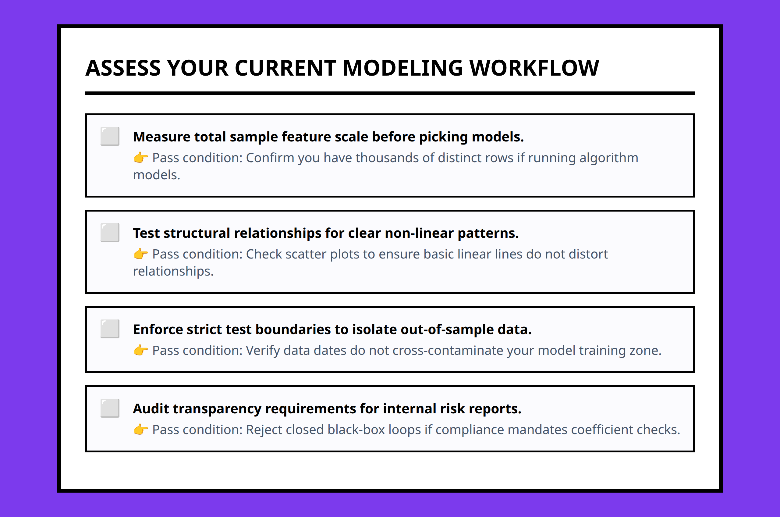Checklist for assessing machine learning and traditional forecasting workflow choices