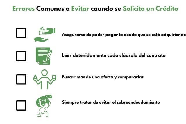 Crédito errores a evitar cuando se solicita un Crédito