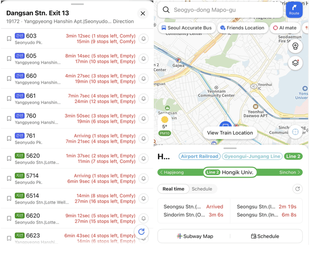 Smart life in Korea: Using a transit app to navigate the complex but precise Seoul public transportation system.