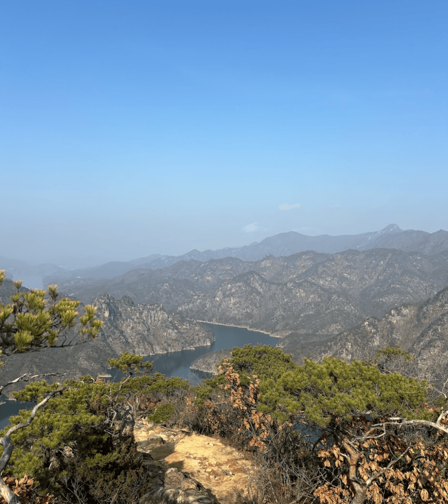 Scenic view of deep, layered mountain peaks in Korea, reflecting the soulful landscape of Jeongseon Arirang.