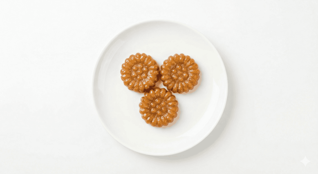 Glazed flower-shaped Yakgwa, a traditional Korean honey cookie
