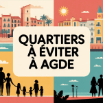 Quartier à éviter à Agde vue stylisée avec familles