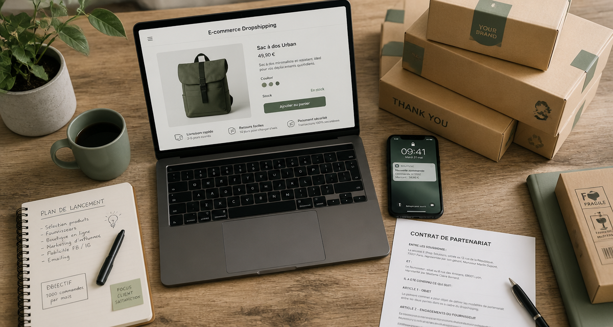 Bureau moderne e commerce en dropshipping