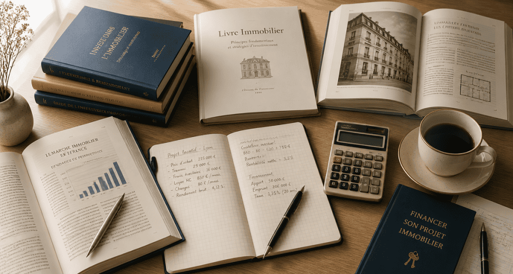 immobilier livre livres et calculatrice sur bureau