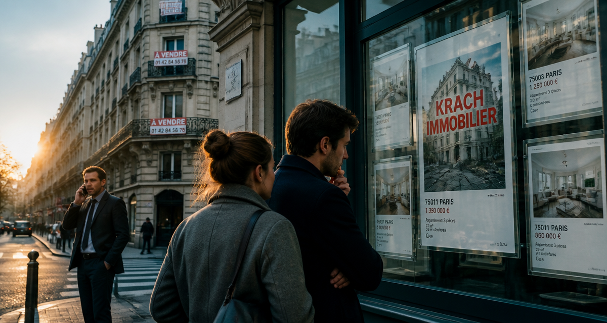 krach immobilier panneau à vendre agent inquiet