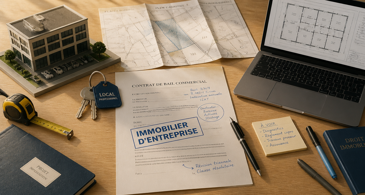 local pour entreprise, contrat de bail, clés et plan