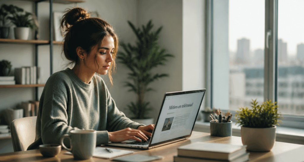 métier en télétravail femme ordinateur