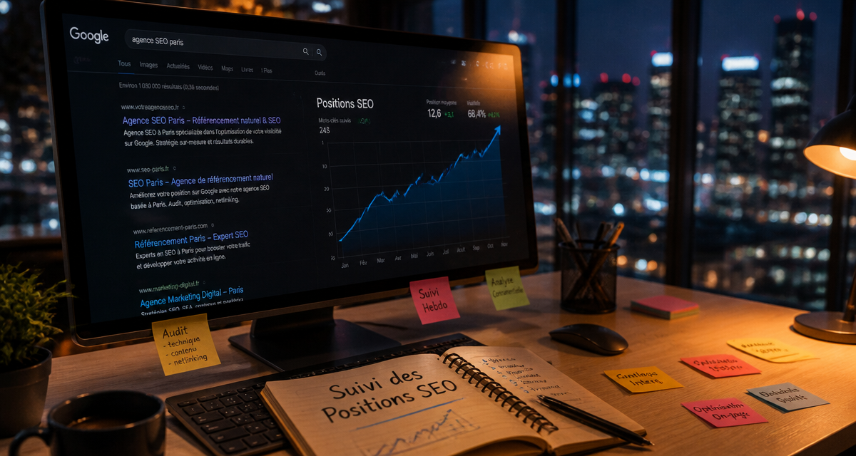 suivi des positions SEO sur écran d’ordinateur