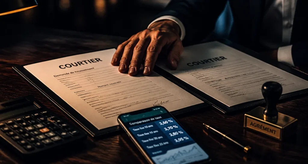 Courtage définition : courtier comparant les taux sur écran, agrément