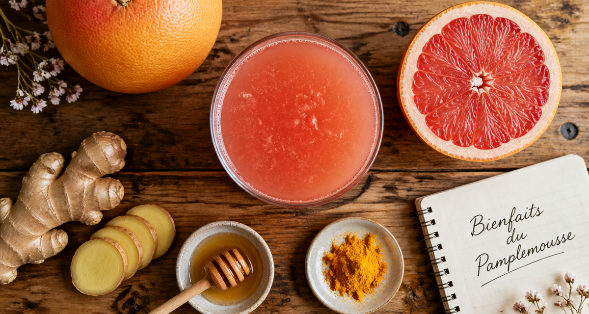 Bienfait jus de pamplemousse verre et demi fruit