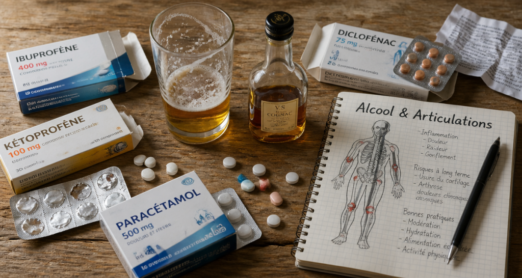 alcool et inflammation articulaire, verre de bière, médicaments, carnet médical