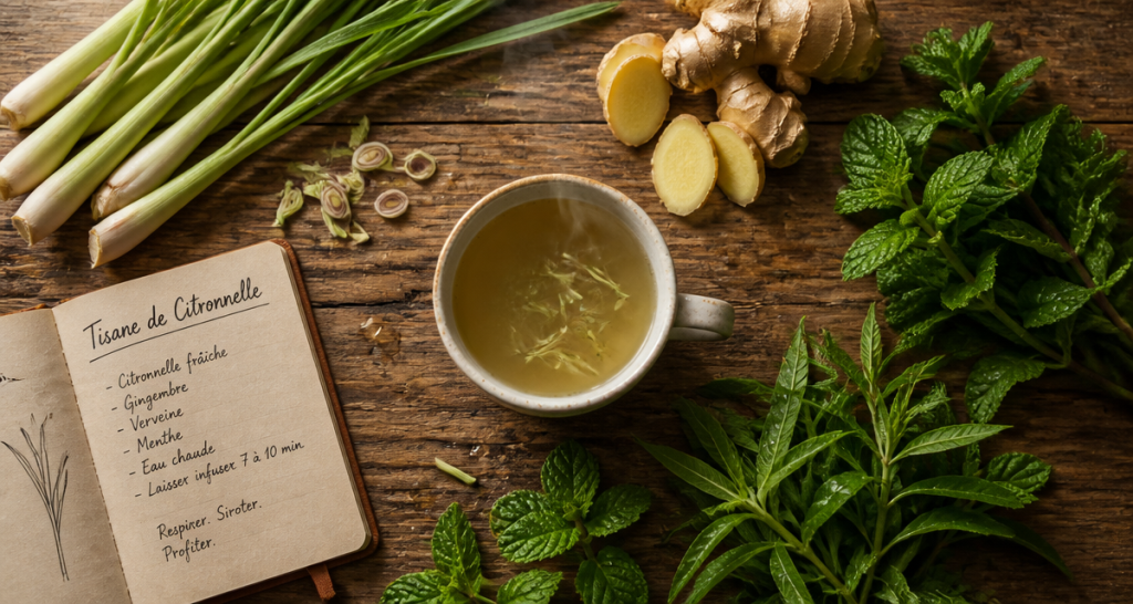 citronnelle bienfaits the tisane infusion sur table
