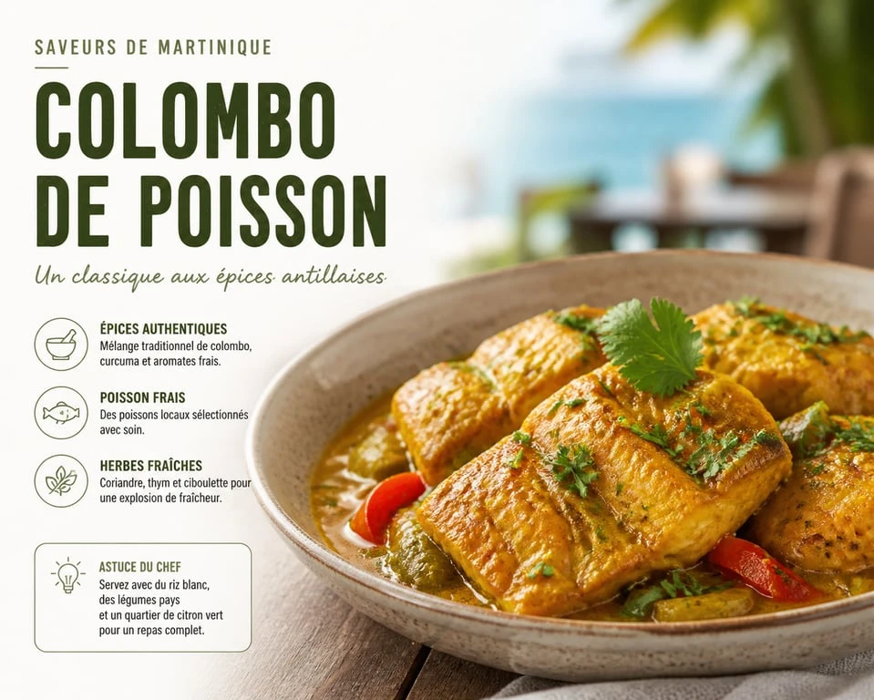 Colombo de poisson martiniquais traditionnel servi dans un restaurant à Sainte-Luce