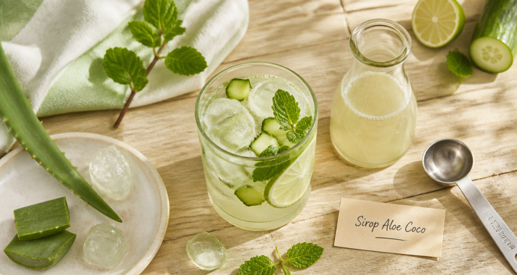 sirop aloe coco mocktail verre menthe citron